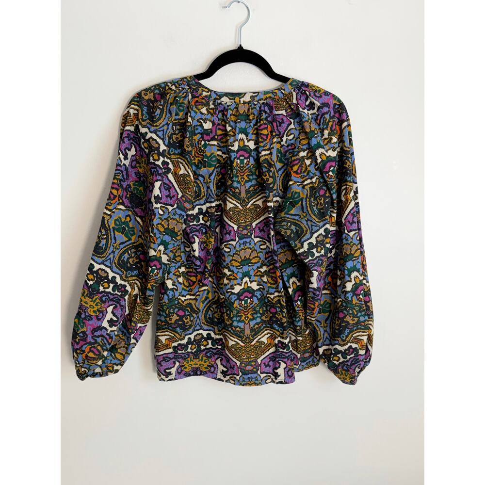 Cleobella Felicia Blouse In Mosaic Ikat Long Puff Sleeve Boho Colorful Size med - Picture 5 of 7